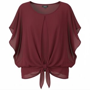 Alyx Women's Plus Size Deep Burgundy Tie-Front Blouse Size 3X